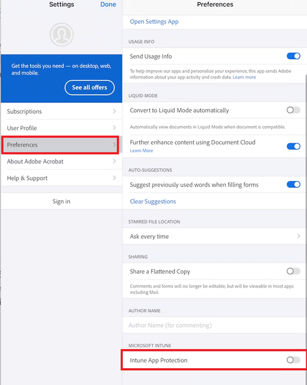 Integrating Adobe With OneDrive for Business on iOS/iPadOS Devices Enrolled in Intune